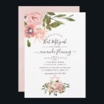 Blütenblau und Rose Gold Bat Mitzvah Einladung<br><div class="desc">Trendy rot Rosa und Rose Gold florale Fledermaus Mitzvah Einladung mit eleganter Handschrift Typografie,  die auf Ihre Event-Besonderheiten angepasst werden können.</div>