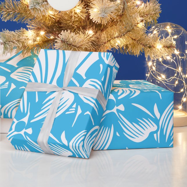 Blütenblauer botanischer Hydrangeus Blume Blüten Geschenkpapier (Feiertage)