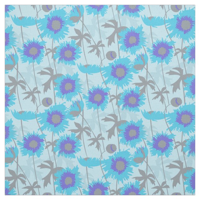 Blütenblauer grauer Pappenstoff Stoff (Muster)