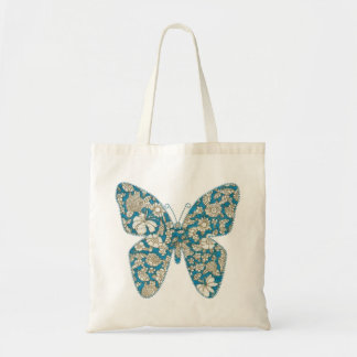 Blütenblauer Schmetterling Tragetasche