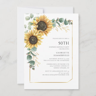 Blütenblume Eukalyptus 50. Geburtstagsparty Einladung