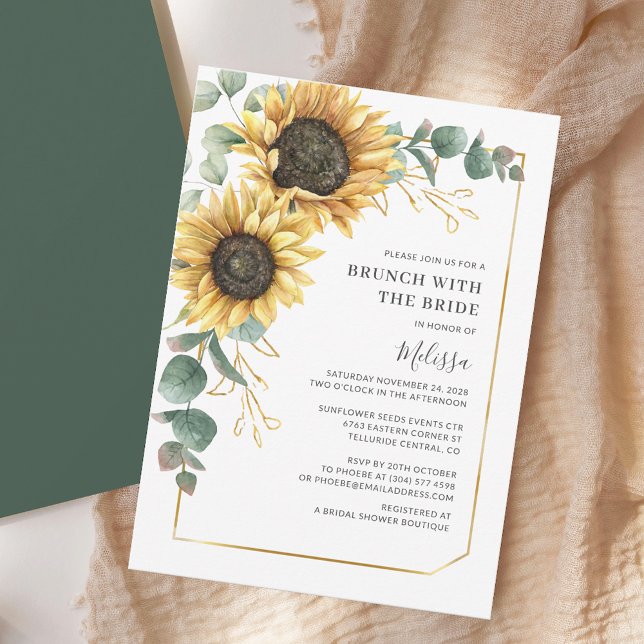 Blütenblume Eukalyptus Brunch mit Bridge Einladung (Brunch Sunflower Bridal Shower Invitation)