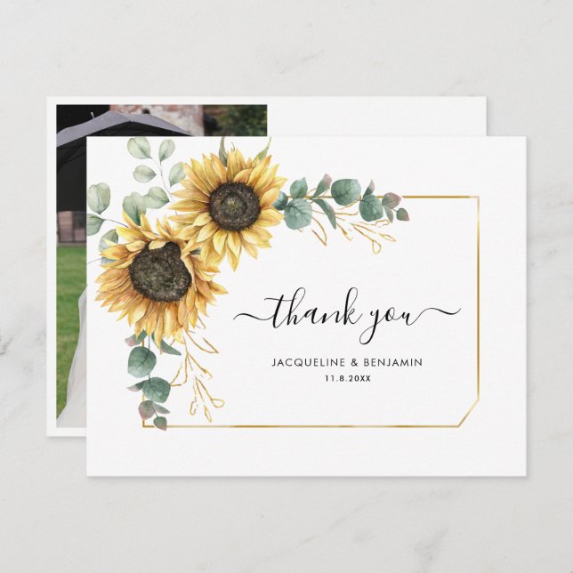 Blütenblume Eukalyptus Hochzeit Dankeschön Karte (Vorne/Hinten)