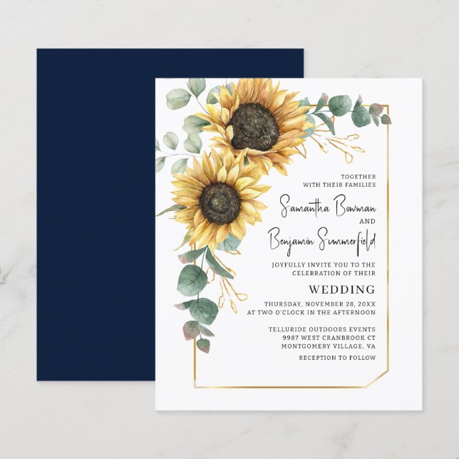 Blütenblume Eukalyptus Hochzeit Einladung (Vorne/Hinten)