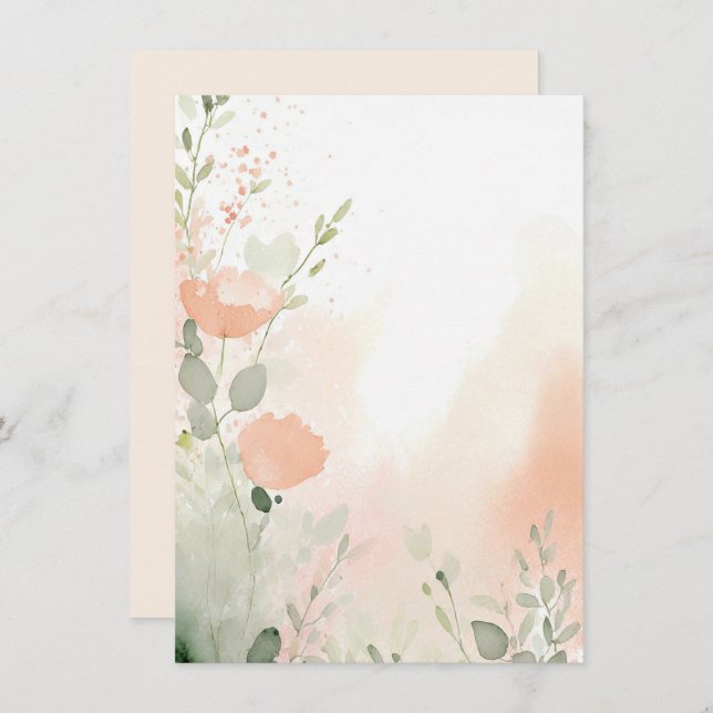 Blütenblume Orangefarbene und pfirsichfarbene Blüt Einladung (Vorne/Hinten)