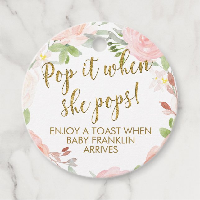 Blütenblume Pop, wenn sie Pop rund Dusche Geschenkanhänger (Vorderseite)