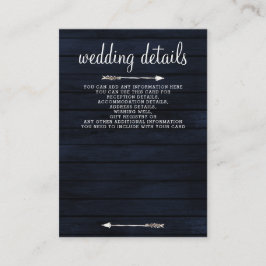 Blütenblumen aus Navy Scheune rustikale Hochzeit Begleitkarte