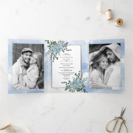 Blütenblumen, blühende Blätter Winterhochzeit Dreifach Gefaltete Einladung