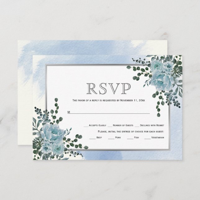 Blütenblumen, blühende Blätter Winterhochzeit RSVP Karte (Vorne/Hinten)