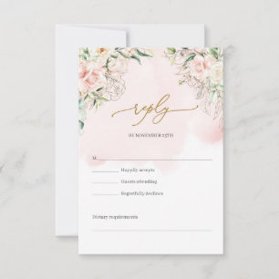Blütenblumen Eukalyptus-Gold RSVP Karte