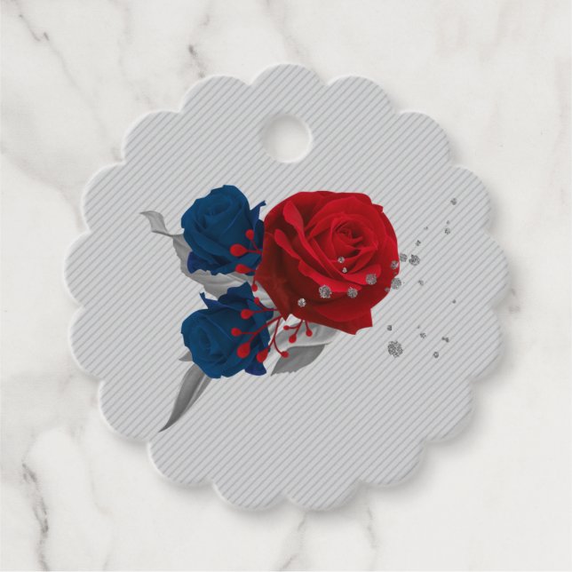 Blütenblumen in Rot- und Marineblau Geschenkanhänger (Vorderseite)