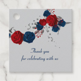 Blütenblumen in Rot- und Marineblau Geschenkanhänger