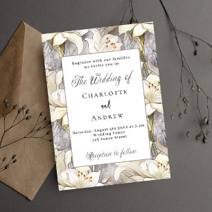 Blütenblumen, silberne Retro-Hochzeit Einladungspostkarte