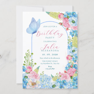 Blütenblüte Blütenschmetterling Geburtstag Einladung