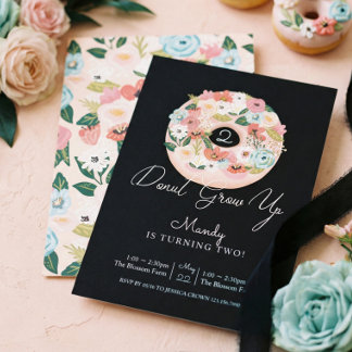 Blütenblüte Donut zum Geburtstag wachsen lassen Einladung