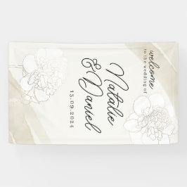 Blütenblüten auf weißen Peonies Banner