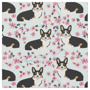 Blütenblüten der Corgi-Hunde mit Tribbeln Stoff