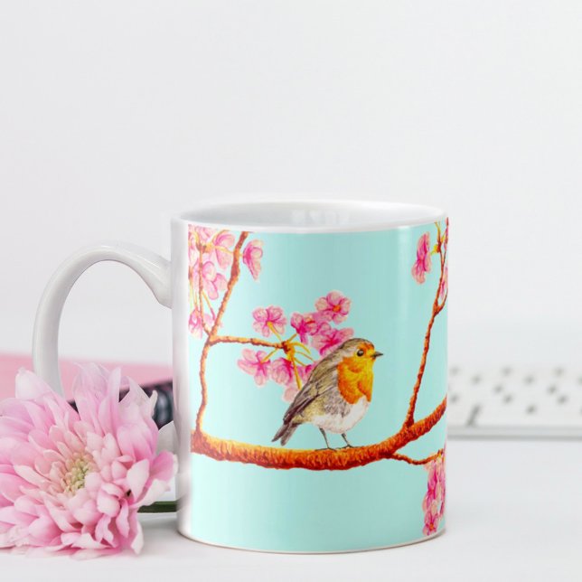 Blütenblüten des Roten Robins Kaffeetasse (Von Creator hochgeladen)