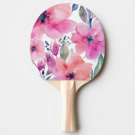 Blütenblüten | Wasserfarbe Rosa Blumen Gemalt Tischtennis Schläger