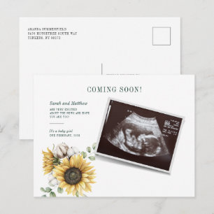 Blütenblütenblüte Eukalyptus Sonogramm Schwangersc Ankündigungspostkarte