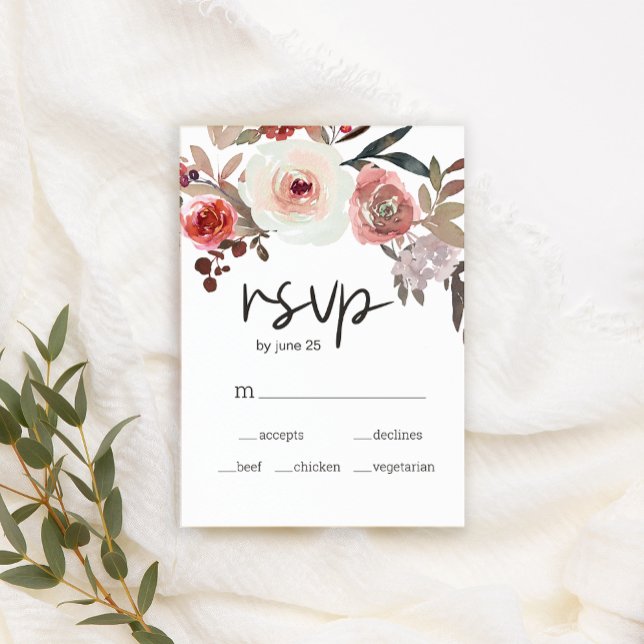 Blütenblütenblüte Rose Hochzeit RSVP-Karte RSVP Karte (Von Creator hochgeladen)