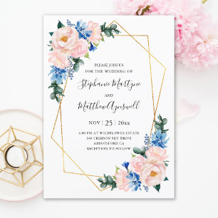 Blütenblütenblütenpink Geometric Floral Wedding Einladung