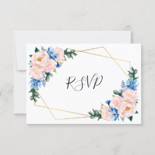 Blütenblütenblütenpink Geometric Floral Wedding RSVP Karte