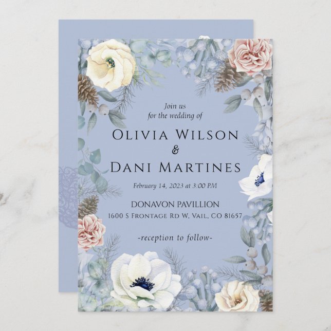 Blütenblütennatur Hochzeit Einladung (Vorne/Hinten)