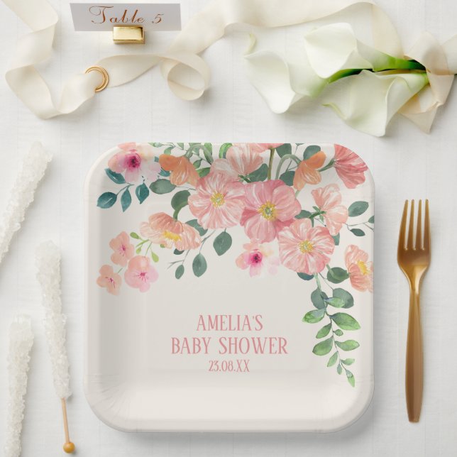 Blütenblütenschwule Mädchen-Babydusche Pappteller (Hochzeit)