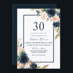Blütenbraun-Elegant 30. Geburtstags-Party Einladung<br><div class="desc">Navy & Blush Floral Elegant 30. Geburtstagsfeier Party Einladung Entsprechende Kollektion im Nest- und Nestladen</div>