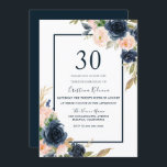 Blütenbraun-Elegant 30. Geburtstags-Party Einladung<br><div class="desc">Navy & Blush Floral Elegant 30. Geburtstagsfeier Party Einladung Entsprechende Kollektion im Nest- und Nestladen</div>