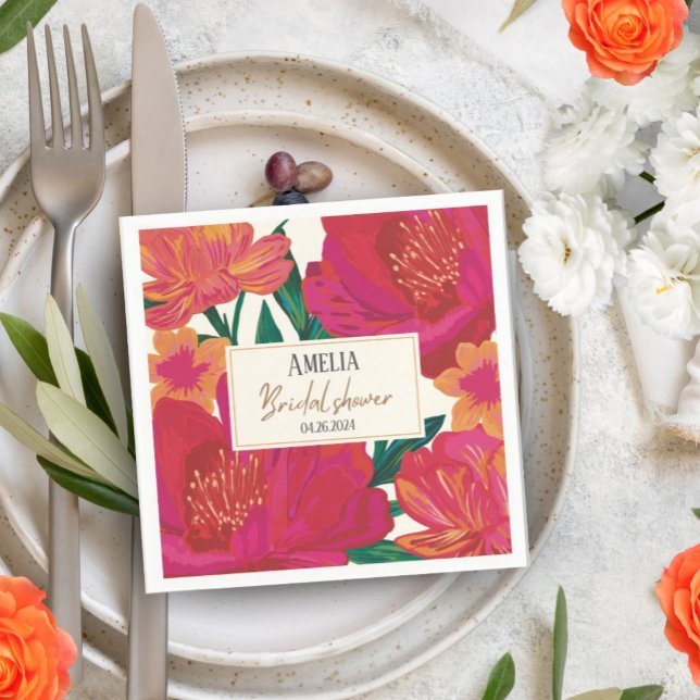 Blütenbraun mit blühendem Brautparty Tischdekor Serviette (Von Creator hochgeladen)