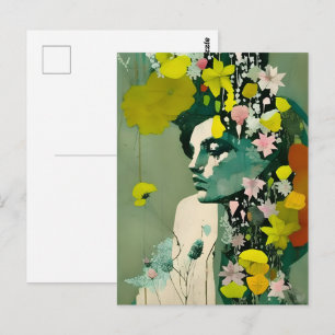 BlütenCollage mit rosa und gelben Blumen Postkarte