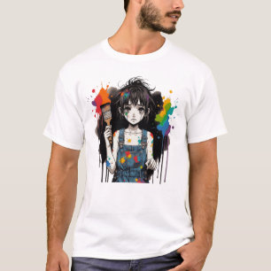 Blutende Farben Weinende Künstlerin Mädchen Manga  T-Shirt
