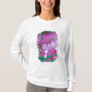 Blutende Herzen verbinden sich im Garten. Credit T-Shirt