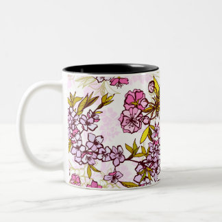 Blutende Kirschblütenmuster  Zweifarbige Tasse