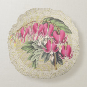 Blutendes Herz u. Vintages mit Blumenkissen der Rundes Kissen