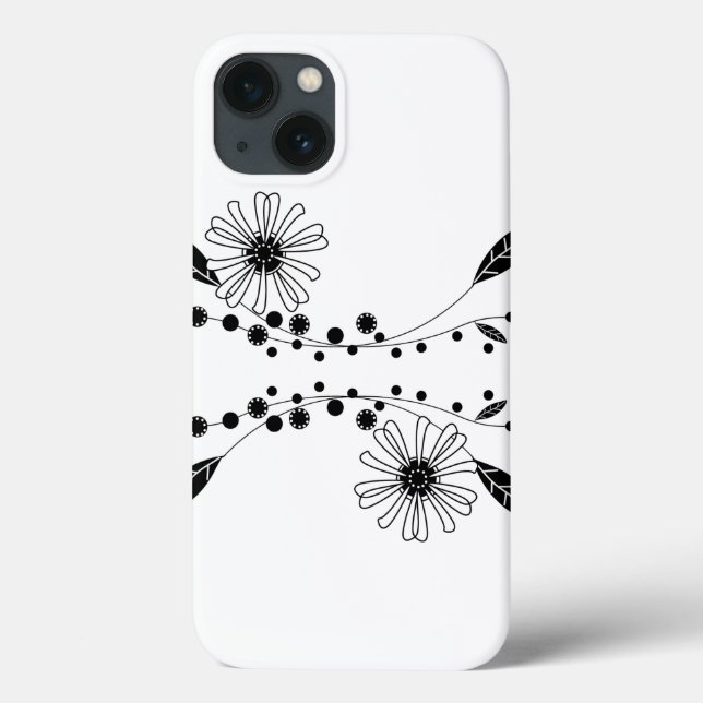 Blütendesign in Schwarz und Weiß Case-Mate iPhone Hülle (Rückseite)