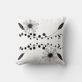 Blütendesign in Schwarz und Weiß Kissen
