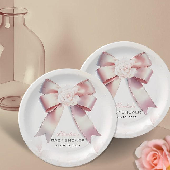 Blütendusche aus Pink Bow Pappteller (Von Creator hochgeladen)