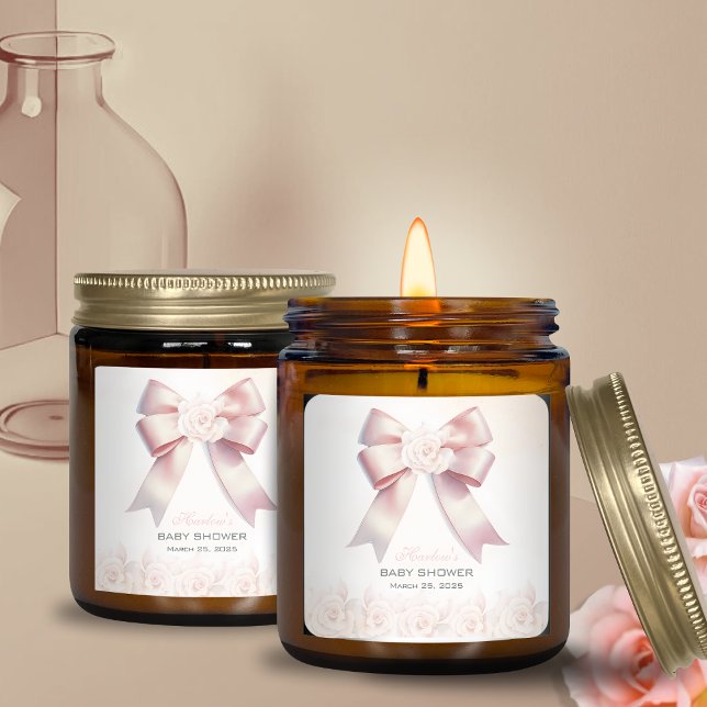 Blütendusche aus Pink Bow Quadratischer Aufkleber (Von Creator hochgeladen)