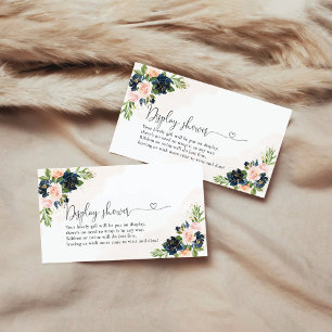 Blütendusche in Navy und Blush Pink Begleitkarte