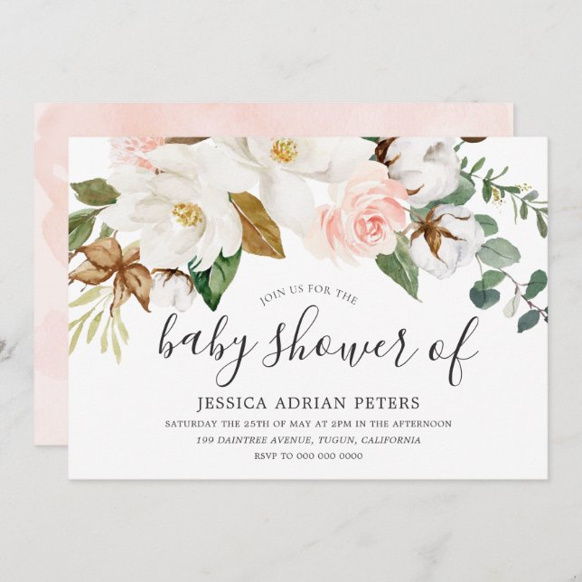 Blütendusche oder Blütendusche Einladung (Vorne/Hinten)