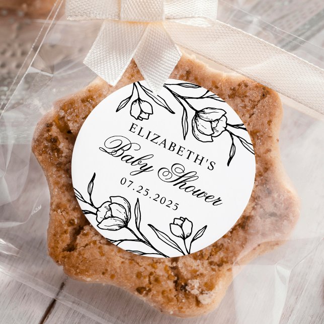 Blütendusche und weiße Babydusche Runder Aufkleber (Von Creator hochgeladen)