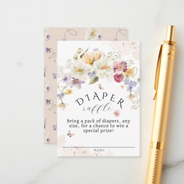 Blütendusche Wildblume Rustikales Windelwaschgerät Begleitkarte (Vorderseite/Rückseite Beispiel)