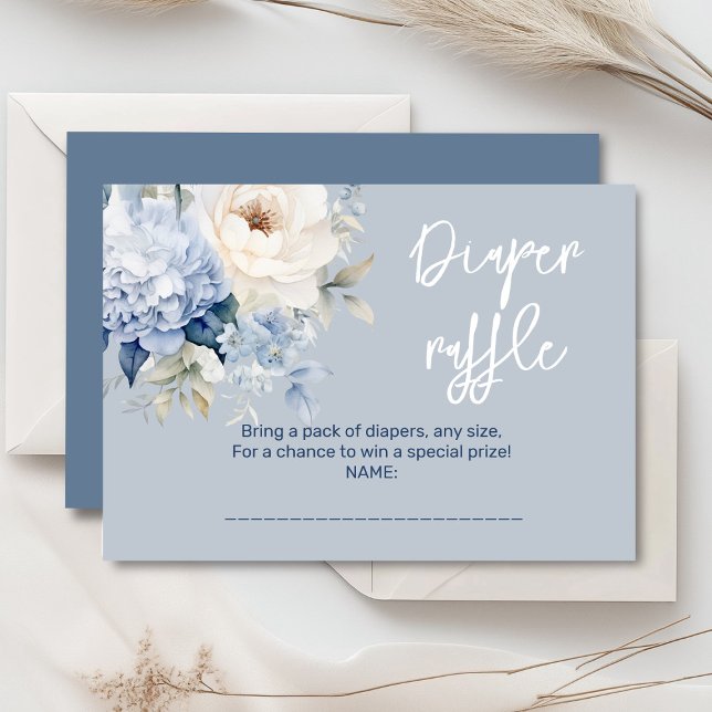 Blütenduschkarte Begleitkarte (Dusty blue and beige watercolor peonies floral baby shower invitation, gender neutral)