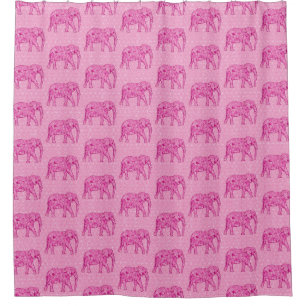 Blütenelefant - Fuchsia Rosa Duschvorhang