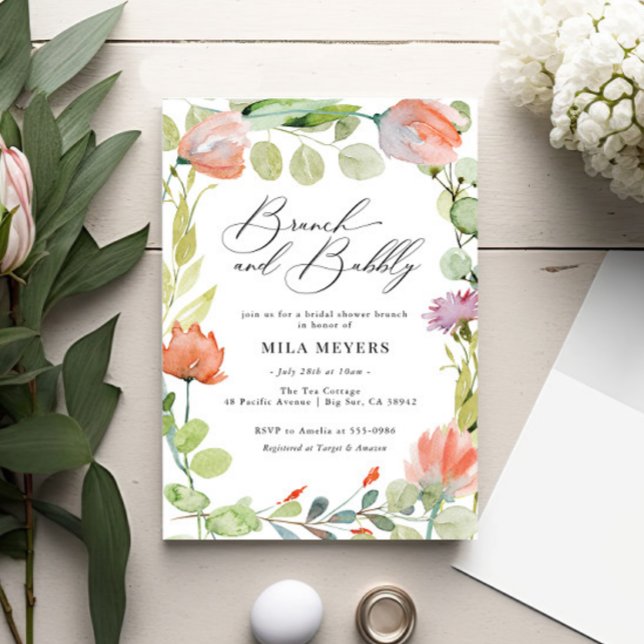 Blütenfarben Blumenkorallengrün Brunch Brause Dusc Einladung (Von Creator hochgeladen)