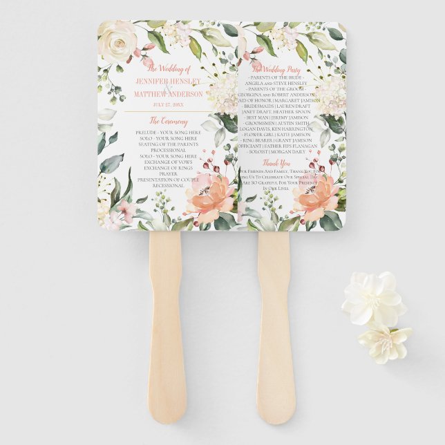 Blütenfarben-Blütenrahmen für Pfirsichfarben Fächer (Vorne und Hinten)