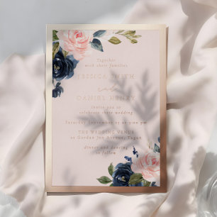Blütenfarben-Hochzeit der Rose Gold Wedding Folieneinladung